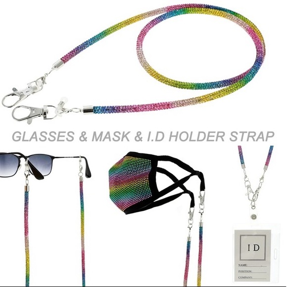NEW Handmade AB Rhinestone FaceMask Holder Lanyard - Picture 7 of 16